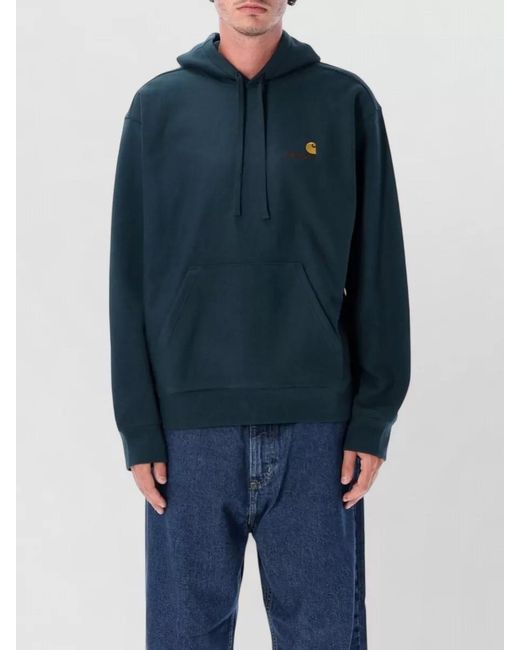 Carhartt Blue Hooded American Script Cotton Blend Sweater for men
