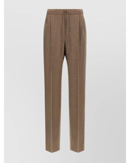 Max Mara Natural Waistband Pleated Front Side Pockets Trousers