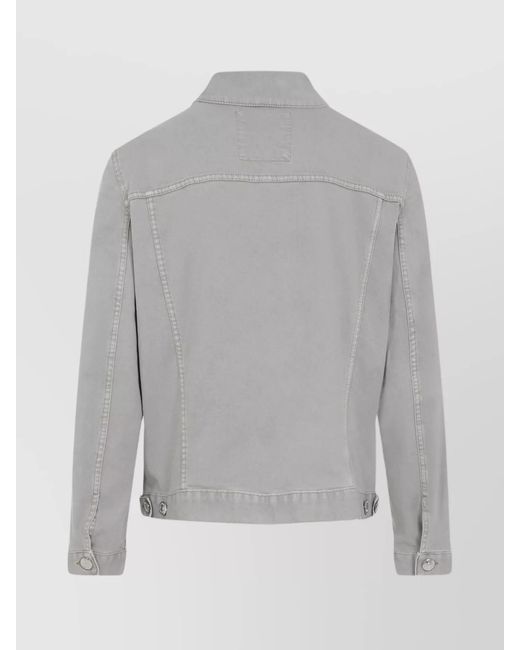 Brunello Cucinelli Gray Denim Cotton Jacket Flap Pockets for men