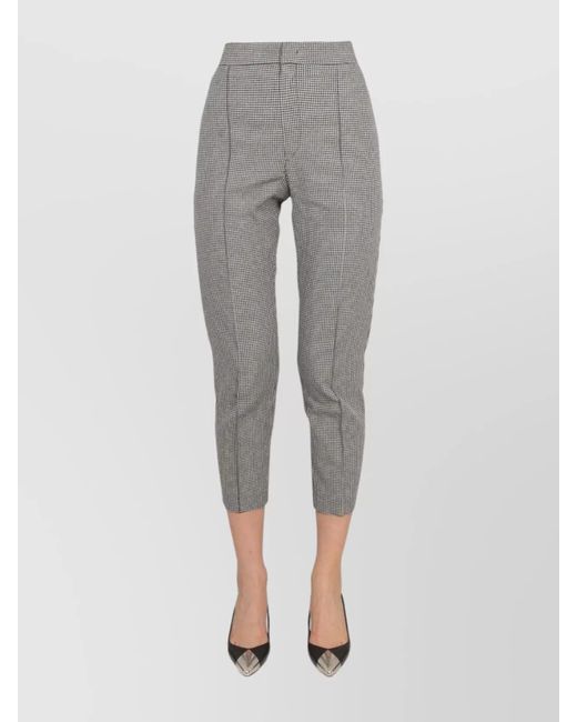 Isabel Marant Gray "Sioliran" Checkered Pattern Cropped Trousers