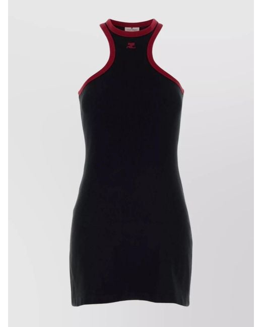 Courreges Black Cotton Sleeveless Racerback Mini Dress