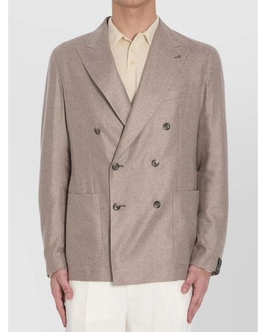 Tagliatore Brown Silk Double-Breasted Blazer for men