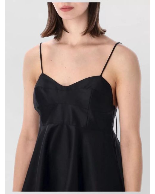 Rohe Black Bustier Top Flared Hem Satin Straps