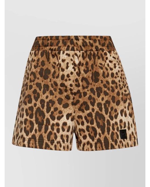 Dolce & Gabbana Brown Leopard-Print Thigh-Length Shorts