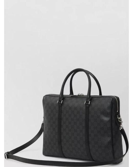 Gucci Black Essence Medium Briefcase Gg Fabric for men