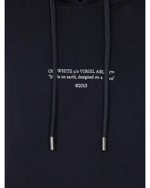 Off-White c/o Virgil Abloh Blue Skate Cotton Hoodie Kangaroo Pocket Ribbed Hem for men