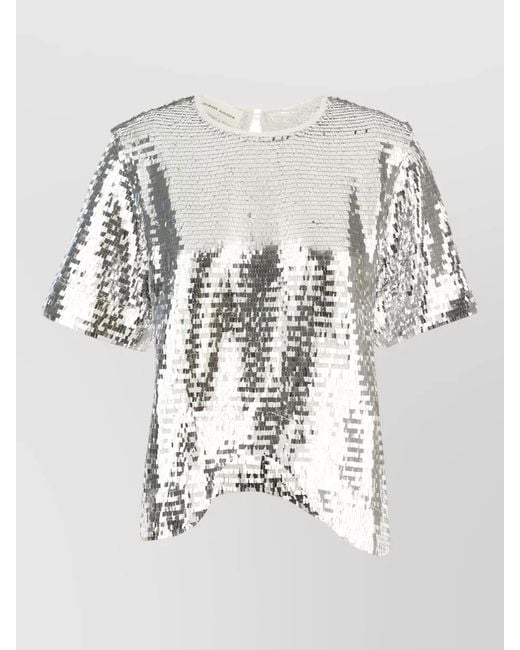 Niccolò Pasqualetti White Cotton T Shirt Sequin Detail Back Keyhole