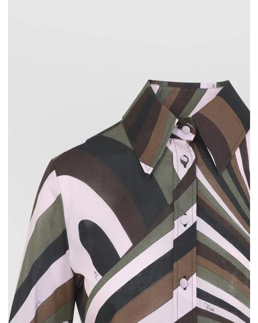 Emilio Pucci Gray Printed Long-Sleeve Shirt