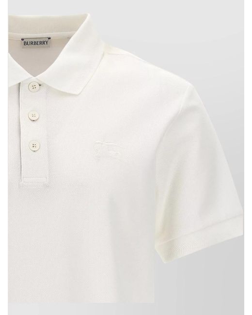 Burberry White Logo-Embroidered Polo Shirt for men