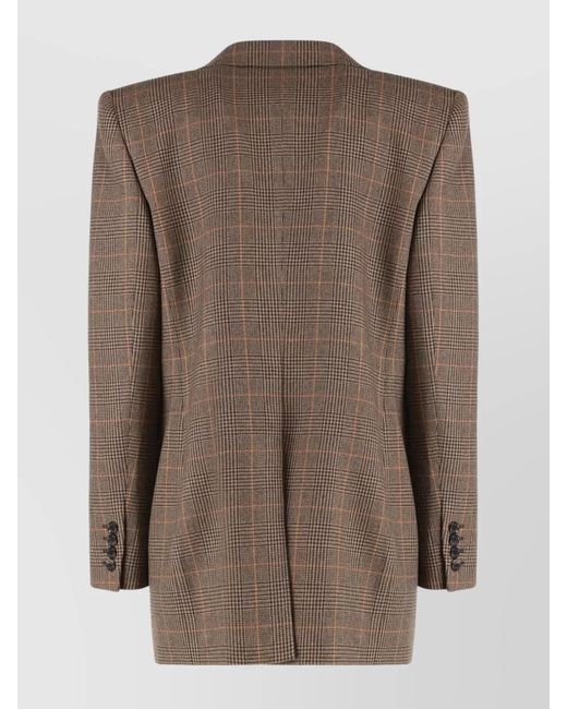 Saint Laurent Brown Cashmere Prince Of Wales Check Single-Breasted Blazer