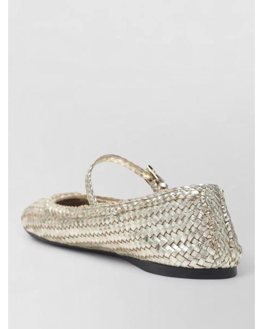 Prada White Ballerina Shoes Flat Sole Woven Texture