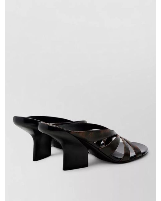Dries Van Noten Black Leather Wedge Mules