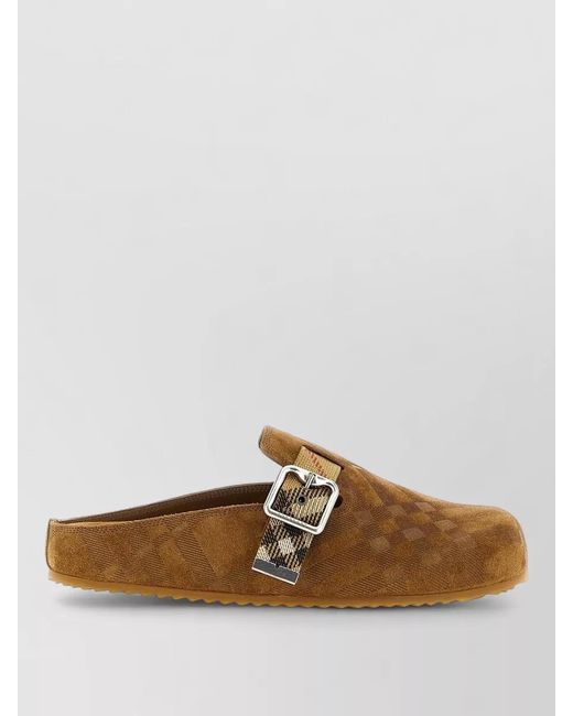 Burberry Brown Urchin Mules Clog Heel Type Pattern Toe