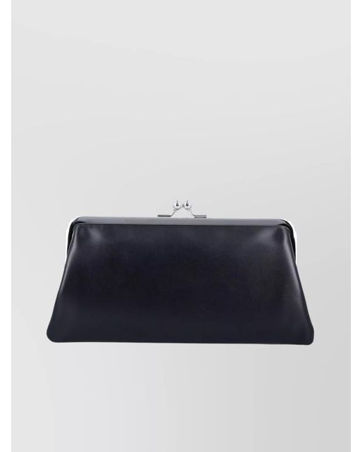 Comme des Garçons Blue Leather Kiss Clasp Purse