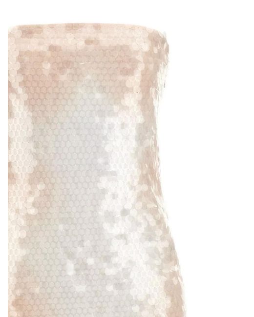 Sportmax White Strapless Sequin Embellished Midi Dress