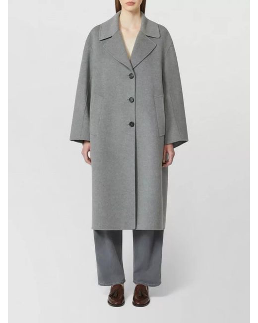 Max Mara Gray Virgin Wool Single-Breasted Coat