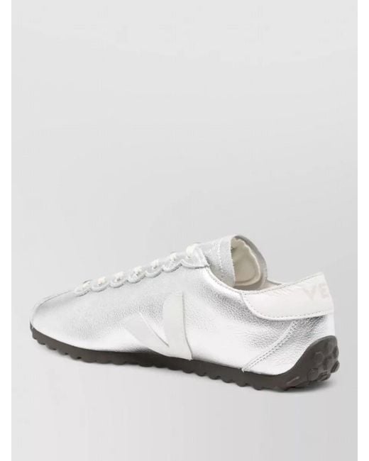 Veja White Lace Up Low Profile Shoes Rubber Sole