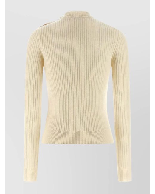 Balmain Natural Cashmere-Blend Ribbed Slim-Fit Crew-Neck Jumper