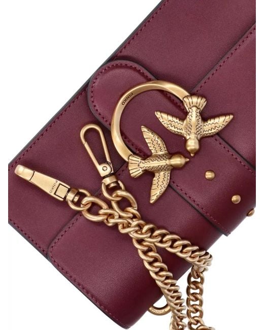 Pinko Purple Love Bag Leather Clutch Bag