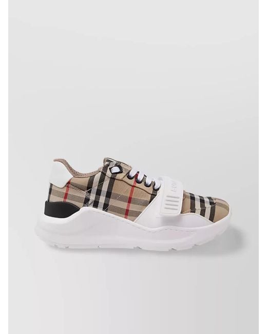 Burberry Metallic Check Cotton Low-Top Sneakers