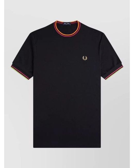 Fred Perry Black Recycled Polyester Short-Sleeve Crew-Neck T-Shirt for men