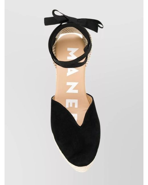 Manebí Black Suede Wedge Espadrilles