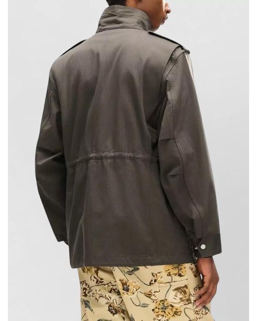KENZO Black Cotton Herringbone Military Jacket for men