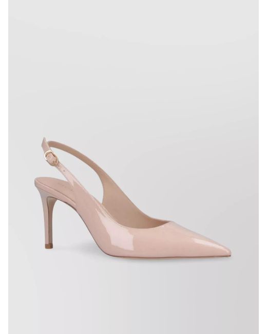 Stuart Weitzman Pink Pointed Toe Patent Finish Buckle Detail Pumps