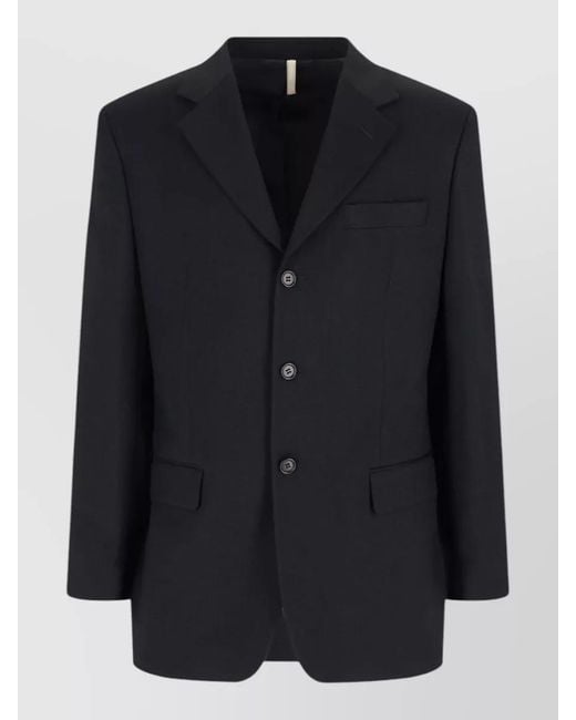 sunflower Black Tailored Blazer Chest Pocket Front Flap for men