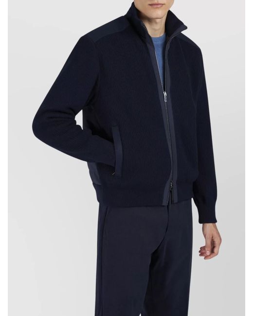 Paul & Shark Blue Wool Zip-Up Jacket for men
