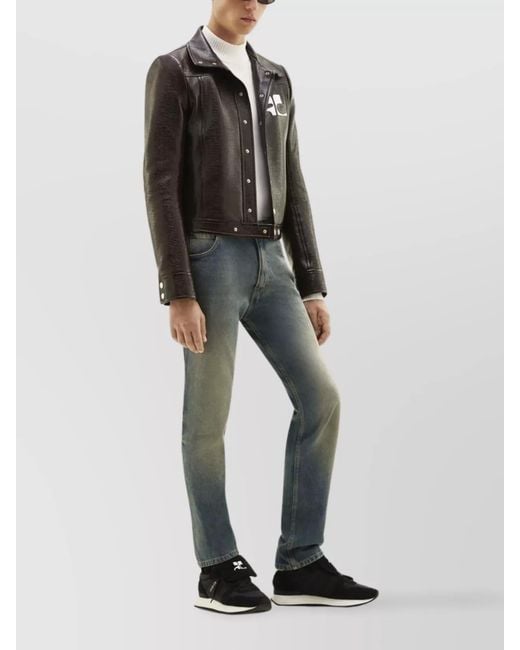 Courreges Black Faux-Leather Jacket for men