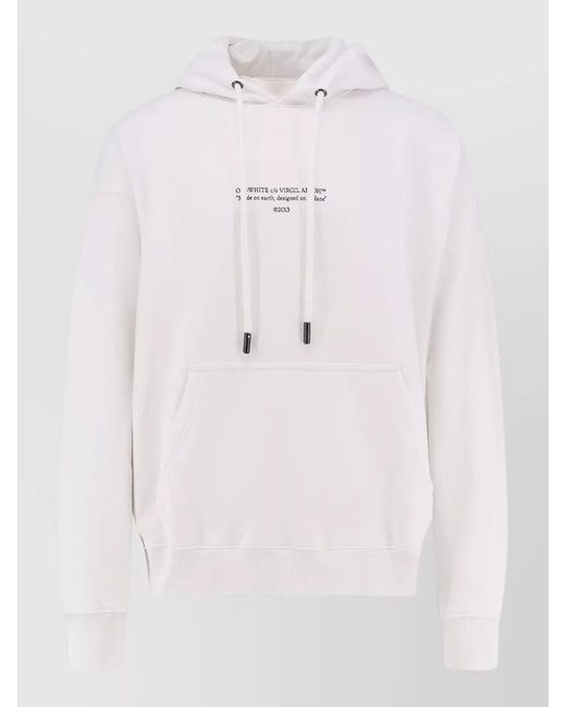 Off-White c/o Virgil Abloh White Cotton Sweatshirt Hood Logo Front Print for men