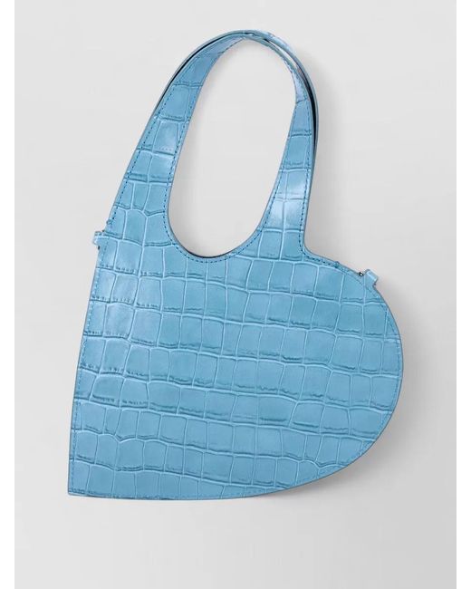 Coperni Blue Heart Mini Croc-Embossed Leather Shoulder Bag