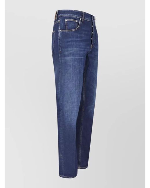 PT Torino Blue Straight Cut Denim Trousers Five Pocket Design for men