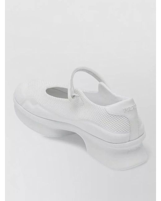 Prada White Ballerina Shoes Mary Jane Strap Mesh Platform