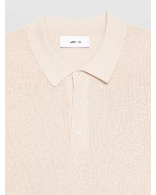 Lardini Natural Knitted Polo Shirt Short Sleeves Collar for men