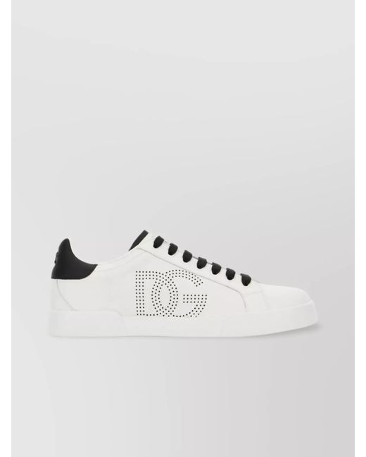 Dolce & Gabbana Metallic Two-Tone Leather Sneakers With Contrast Heel Tab