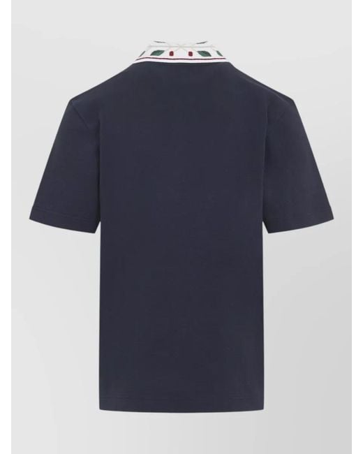 Casablanca Blue Laurel Motif Retro Collar Piqué Polo for men