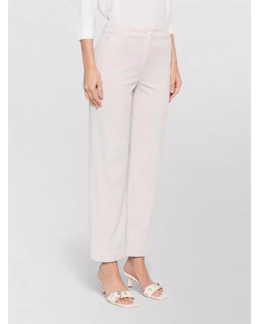 Via Masini 80 Pink Straight Leg Cotton Trousers Belt Loops