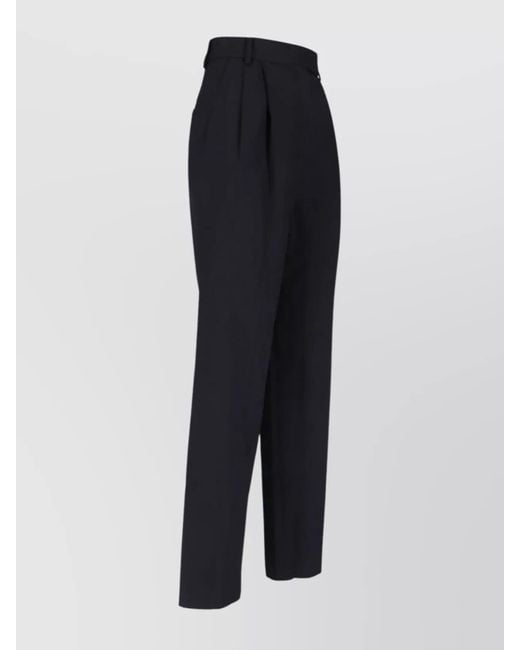 Frankie Shop Blue Straight Trousers Pleated Belt Loops Pockets