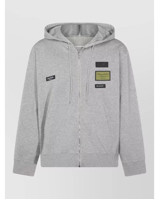 MM6 by Maison Margiela Gray Hooded Jacket Front Pockets Ribbed Trims for men
