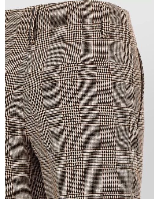 Brunello Cucinelli Brown Checked Cigarette Trousers Belt Loops Side Pockets
