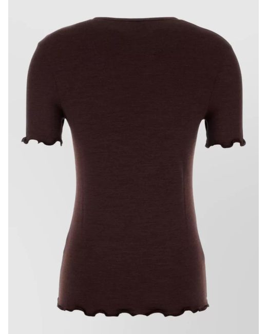 Jil Sander Brown Stretch Silk Blend T Shirt Crew Neck