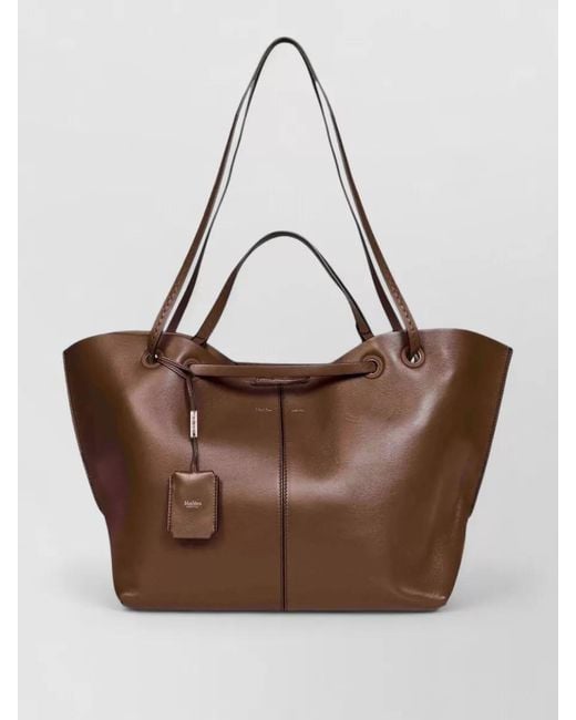 Max Mara Brown Shoulder Tote Bag Adjustable Straps Top Handles