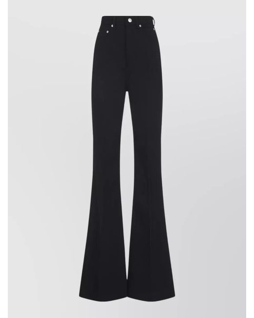 Rick Owens Blue Wool High-Rise Flared Trousers