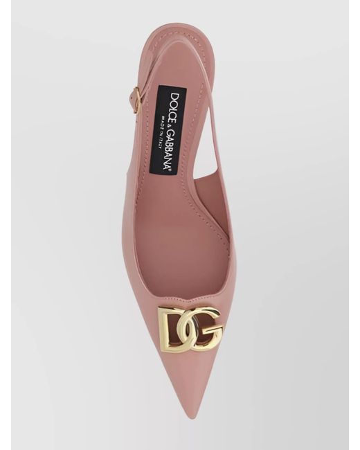 Dolce & Gabbana Pink Leather Logo Slingback Pumps