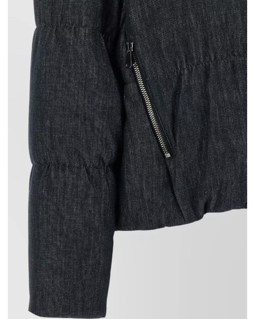 Brunello Cucinelli Black Cropped Twill Down Jacket Hooded