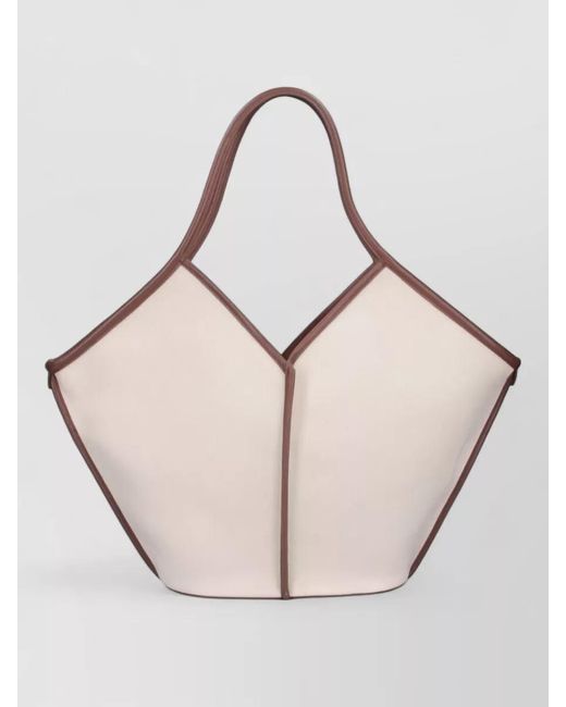 Hereu Natural Large Tote Bag Contrast Trim Dual Handles