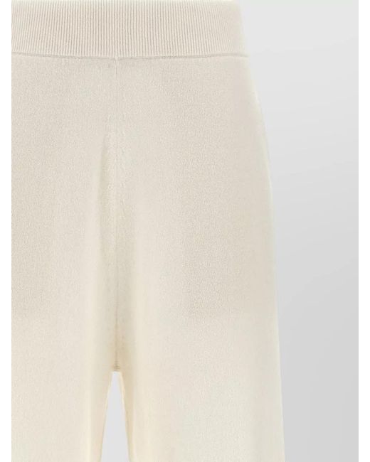 Max Mara White Cashmere Knit Lounge Pants Straight Leg