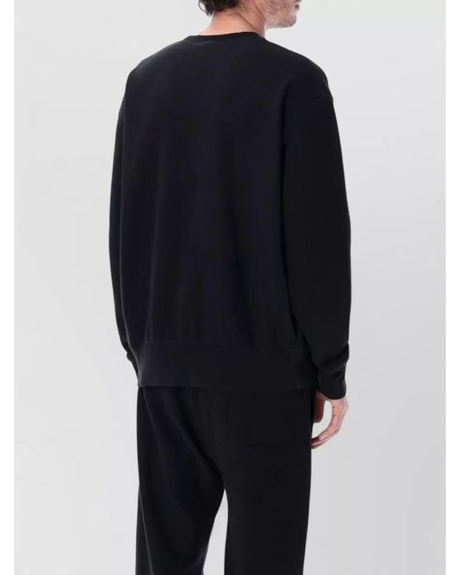 Champion Black Logo Crewneck Sweater Ribbed Cuffs Hem for men